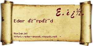 Eder Árpád névjegykártya